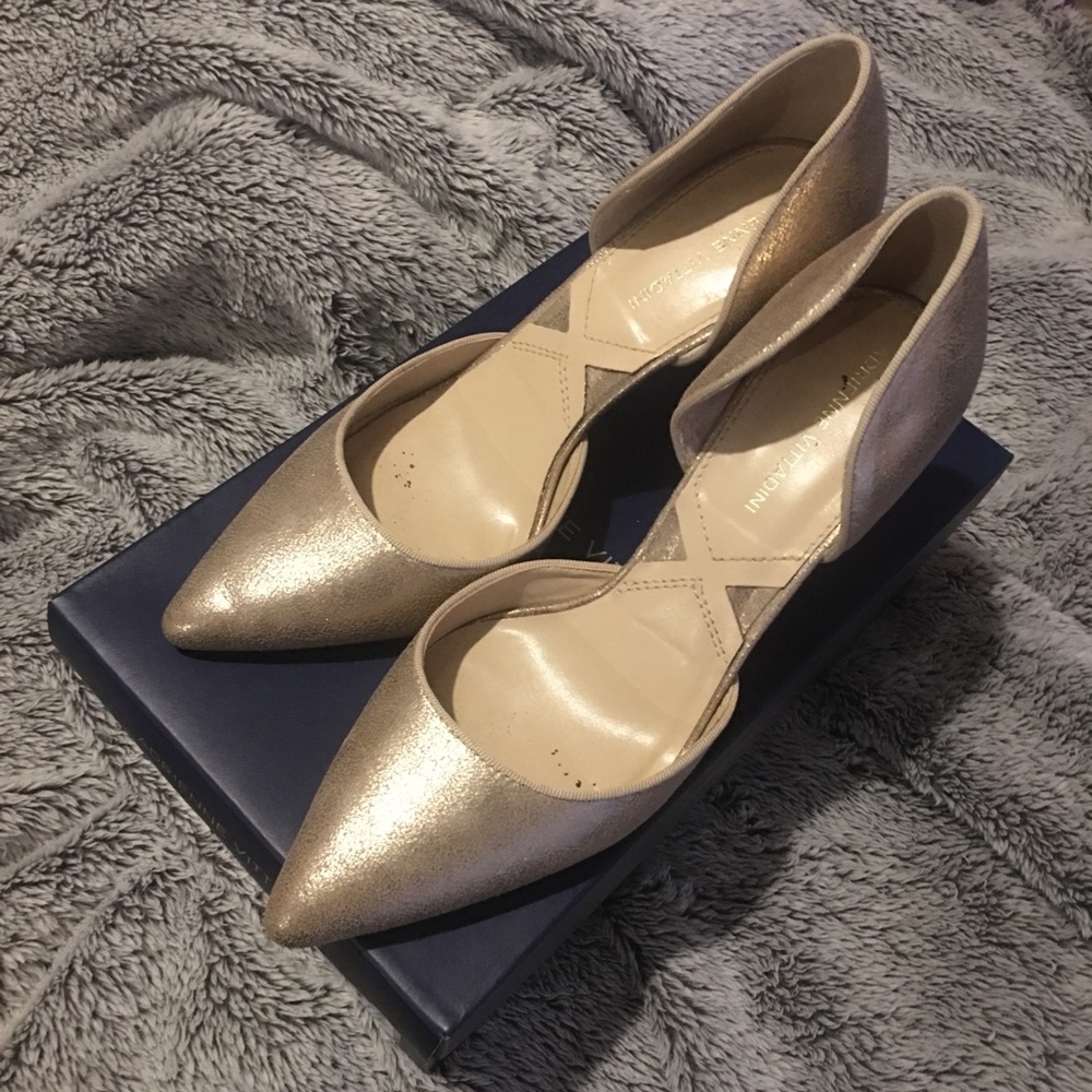 Adrienne Vittadini Gold Nina Pumps (size 9)